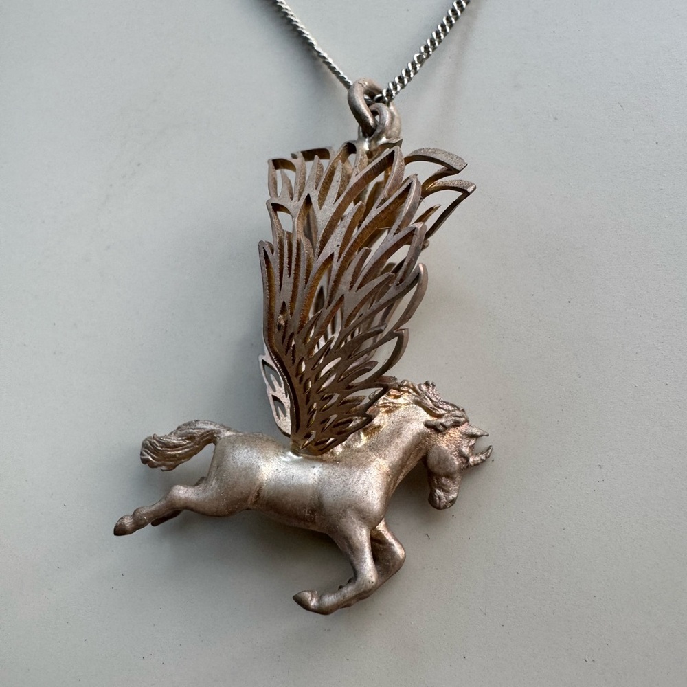 NEW 925 Sterling silver 3D printed unicorn Pendant Necklace